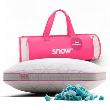 Imagem de Travesseiro Ajustável - I wanna sleep - Snow®, flocos de espuma removíveis para controle da altura, ideal para dores na coluna, altura perfeita, alívio de pressão, tecido em bambu respirável