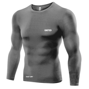 Imagem de Camisa de compressão térmica United Pro Proteção Solar FPU50 Manga Longa Rash Guard - Preto - G-Masculino