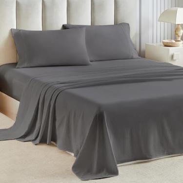 Imagem de Tokokimo Jogo de cama king size com sensação de algodão e linho lavado para estilos de vida ocupados – Lençóis de cama com bolsos profundos de 25 a 40 cm com rugas naturais, secagem rápida, respirável