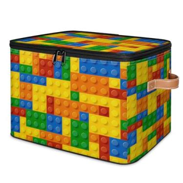 Imagem de Cestos de armazenamento de blocos de montar com tampas, cesta de armazenamento dobrável, organizador de armazenamento de brinquedos infantis, organizador de armário para quarto, banheiro