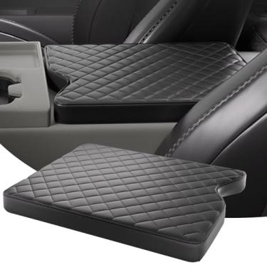 Imagem de SWQS Capa de console central, capa de descanso de braço para Ford F150 2015-2025, F250 F350 F450 2017-2025, capas de console do meio, protetor de tampa de caixa de braço de couro, acessórios