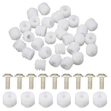Imagem de Conjunto de 30 fixadores de móveis, inserções de cavilha de dobradiça de plástico com parafusos de aço inoxidável para reparo de porta de armário, kit de instalação fácil para substituição de