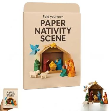 Imagem de Artesanato de papel de presépio – Decoração de Páscoa feita à mão com Maria, José, Pastores, Reis Magos, – Exibição de mesa festiva (Modelo B)