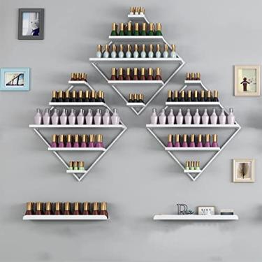 Imagem de Prateleiras de metal de armazenamento de esmaltes de parede de 5 camadas de metal para parede, suporte de exibição de esmalte de unha, prateleira de combinação de perfume de óleo essencial para salão