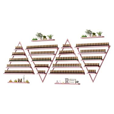 Imagem de Prateleiras de metal para armazenamento de esmaltes de parede, prateleira de esmalte de metal, 5 camadas, prateleira de exibição de óleo essencial, prateleiras flutuantes triangulares simples para