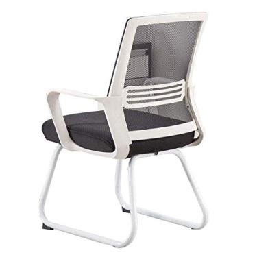 Imagem de Cadeira de reunião, cadeira de mesa, malha média, respirável, cadeira de escritório, base de aço, cadeira de mesa ergonômica em forma de arco (cor: preto)