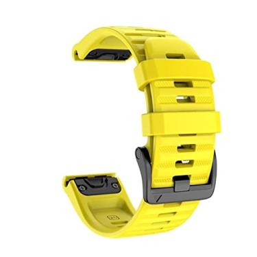 Imagem de AEHON 20 22 26mm Pulseira de relógio para Garmin Fenix 6X 6 Pro 5 5XPlus 3HR Descent Mk1 MK2 Enduro Pulseira de silicone de liberação rápida Alça de pulso Easyfit (Cor: Amarelo, Tamanho: 22mm)