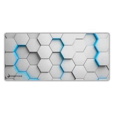 Imagem de Mousepad Gamer Rise Mode 3D 01, Estendido Pro 900x400mm, Borda Costurada, Branco - RM-MPP-3D1-W-Unissex