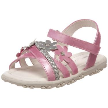 Imagem de Laura Ashley Sandália infantil LA3307, Rosa/verte, 5 Toddler