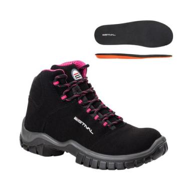 Imagem de Bota de Segurança em Microfibra Preto e Rosa Estival EN10071S2 CA 4455