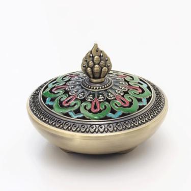 Imagem de Queimador de incenso doméstico para uso doméstico, sândalo, aromaterapia, fogão, cerimônia, chá, feito à mão, pintado, estilo antigo, pequeno incenso para queimador de incenso (A)