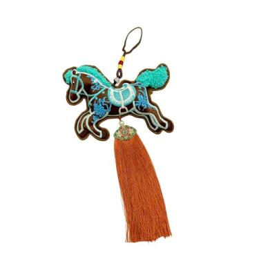 Imagem de CarpNettore Pingente de Cavalo em Pelúcia Bordada, Ornamento Do Zodíaco Chinês, Estatueta de Tecido, Colecionável, com Função de Pendurar, Ideal para Decoração de, Cavalo Correndo de Café, Borlas