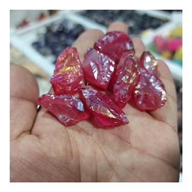 Imagem de Pedras preciosas para decoração 100 g cristal natural cru galvanizado multicolorido cristal de quartzo aura cascalho grosso joia irregular peixe aquário decoração de casa cristal de aura (cor: amarelo