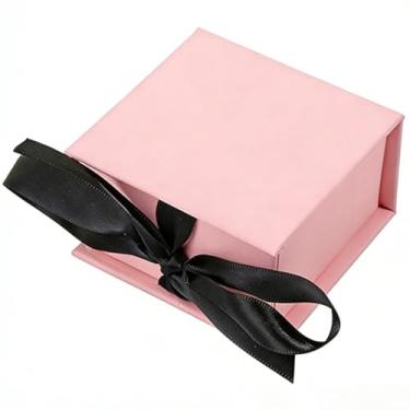 Imagem de Caixas de presente rosa requintada caixa de joias flip anel relógio colar brinco joias pingente crachá caixa de armazenamento (G (9 x 9 x 5 cm), rosa)