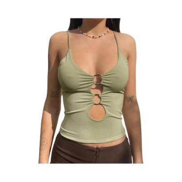 Imagem de Regata Preta De Verão Para Mulheres Moda Festa Clube Streetwear Férias