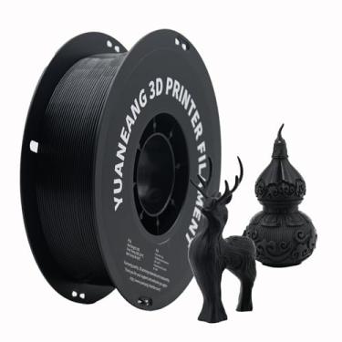 Imagem de YUANEANG Filamento de impressora 3D PLA preto 1,75 mm, carretel de 1 kg, precisão dimensional de ± 0,03 mm, baixa deformação e impressão fácil, ideal para protótipos, modelos
