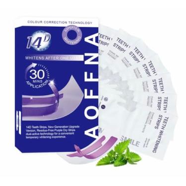 Imagem de Tiras Instantâneas de Clareamento Roxas para Dentes, 30 Minutos de Aplicação, 14 Tratamentos, Sem Peróxido de Hidrogênio