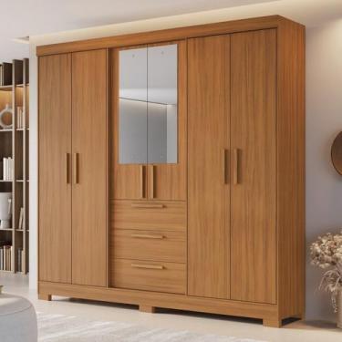 Imagem de Guarda Roupa Casal com Espelho 6 portas 3 gavetas 100% MDF Select - No