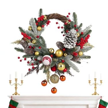 Imagem de Guirlanda de Natal ao ar livre, guirlanda decorativa de lembrança | Guirlanda de decoração de porta de Natal, para varanda de inverno, exterior, parede interna, armário de lareira de casamento