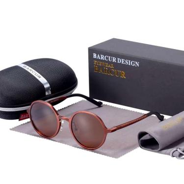 Imagem de Óculos De Sol Unissex Retro Vintage Steampunk Polarizado Uv400 Marrom