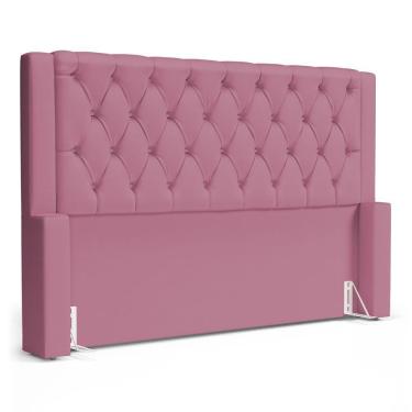 Imagem de Cabeceira Atena Para Cama Box Queen Size 160cm Capitonê Com Frame Suede Rosa - Abmaza