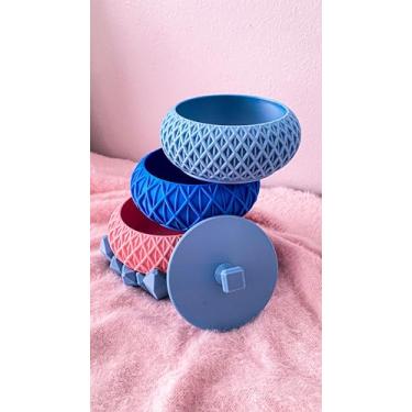 Imagem de Porta Joias Desmontável e Resistente com Padrão Geométrico Texturizado