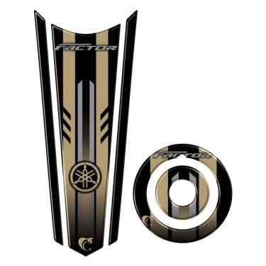 Imagem de Adesivo Resinado Gravata Tanque E Bocal Moto Yamaha Cor Dourado