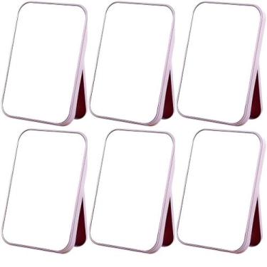 Imagem de Espelho de mesa Kit 6 unidades para maquiagem camarim dobrável Cor:Rox