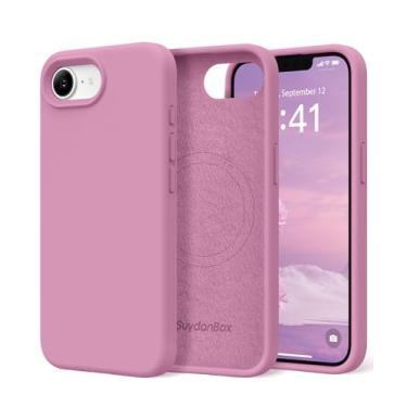 Imagem de SuydanBox Capa magnética para iPhone 16e, compatível com MagSafe, [forro de microfibra macio antiarranhões] Capa protetora de silicone fino à prova de choque para iPhone 16E de 6,1 polegadas, groselha