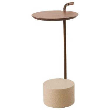 Imagem de Mesa Lateral Lua Castanho Base Off White