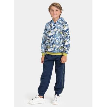 Imagem de Conjunto Inverno Menino Verde Blusão com Capuz e Calça com Filete em M