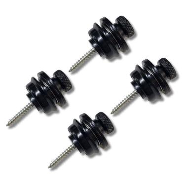 Imagem de Kit 4 Strap Lock Pro Resistente Metal Preto Guitarra Baixo