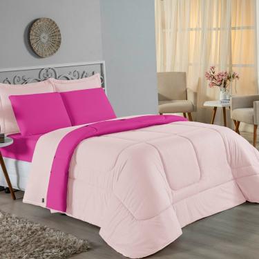 Imagem de Edredom Queen Nobre 1 Peça Dupla Face 2,40m X 2,60m Malha 100% Algodão - Rosa / Pink