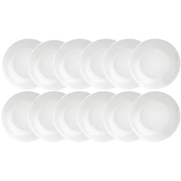 Imagem de Jogo 12 Pratos Fundos Porcelana 21cm Tramontina Leonora Branco Mesa Posta
