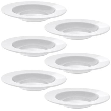 Imagem de Jogo 6 Pratos Fundos Tramontina Porcelana 23cm Aba Larga Branco Maria Augusta