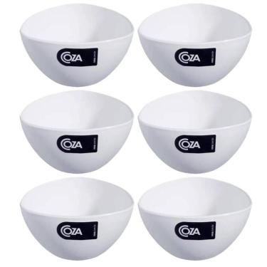 Imagem de Kit 6 Cremeiras 250ml Branca Cumbuca Tigela Plástica Petiscos Potes Triangulares Coza