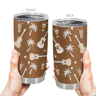 Imagem de Copo de viagem, caneca de café Oasisdream, 600 ml com estampa de guita