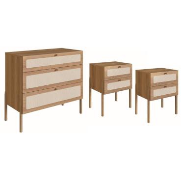 Imagem de Comoda E 2 Mesas De Cabeceira PalhinhaOslo Hanover Artesano