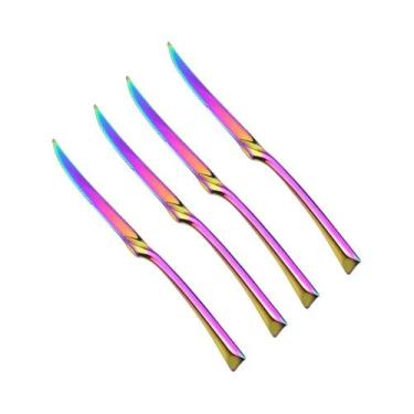 Imagem de Conjunto De Facas De Jantar Em Aço Inoxidável Dourado E Prateado 4 Peç