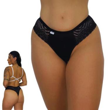 Imagem de Kit 10 Calcinhas tanga fio poliéster Maravilha laterais de renda femin