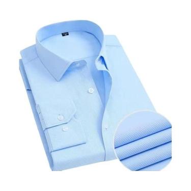 Imagem de Camisa Masculina Slim Fit Listrada De Manga Longa, Não Amassa, Antirru