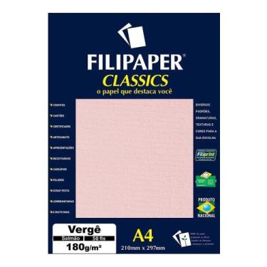 Imagem de Papel Vergê A4 Filipaper Classics 180g 50 Folhas Salmão - FILIPERSON