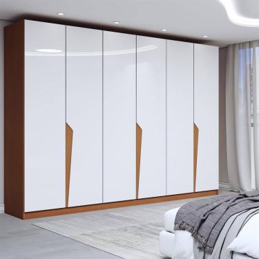 Imagem de Guarda-Roupa Casal Luxe 2,42 Metros 6 Portas 4 Gavetas Freijó/Branco - Panorama Móveis