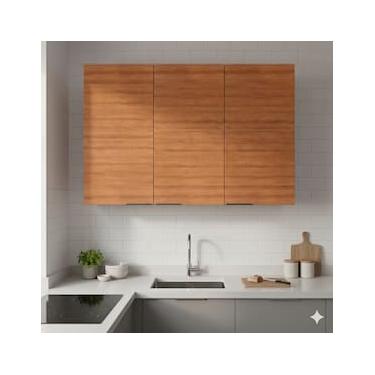 Imagem de Armário de Cozinha Aéreo Bartira Cristal 3 Portas 3 Prateleiras MDP - 120cm de largura