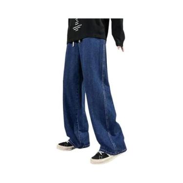 Imagem de Calças Jeans Masculinas Largas E Retas Estilo Coreano Moda Streetwear 