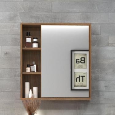 Imagem de Armário de Banheiro Alpes 1 Porta 3 Nichos com Espelho 100% Mdf Noce - Belizze Móveis