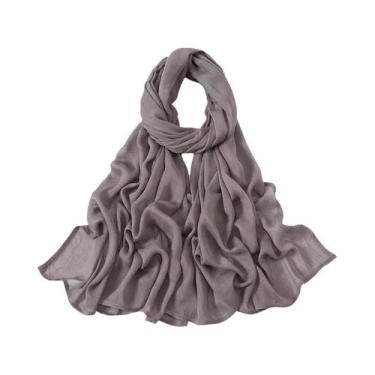 Imagem de Lenço Hijab De Algodão E Rayon Tamanho Grande, Cor Sólida, Para Mulher