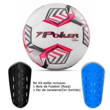 Imagem de Bola Poker Futebol Training 32 Gomos Prisma + Caneleira, Unico, Branco