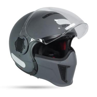 Imagem de Capacete Zoom Gp Tech Cinza Chumbo Aberto/Fechado C/ Queixeira Removív