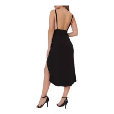 Imagem de WWZ FASHION Vestido Alfaiataria Fenda na Perna Social Elegante 138, Pr